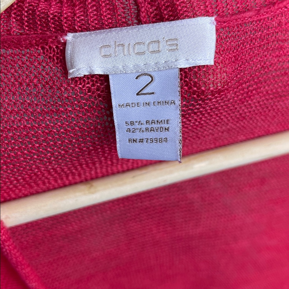 Chicos Open, Drape Front Cardigan red 2 - Picture 6 of 6